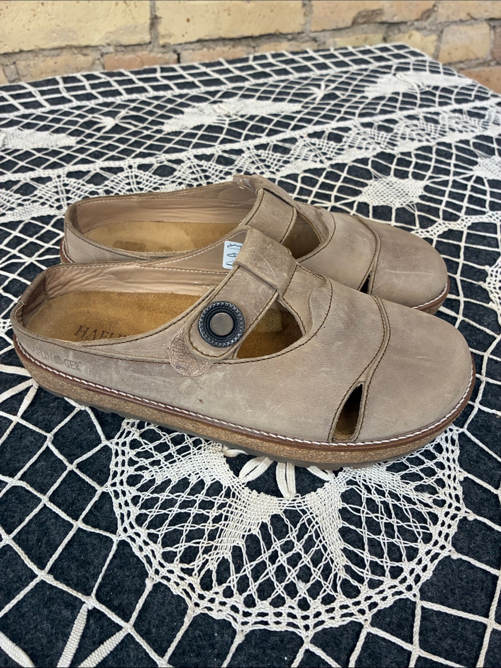 Haflinger Taupe Suede Slip-On Mary Jane Loafers Clogs , 39